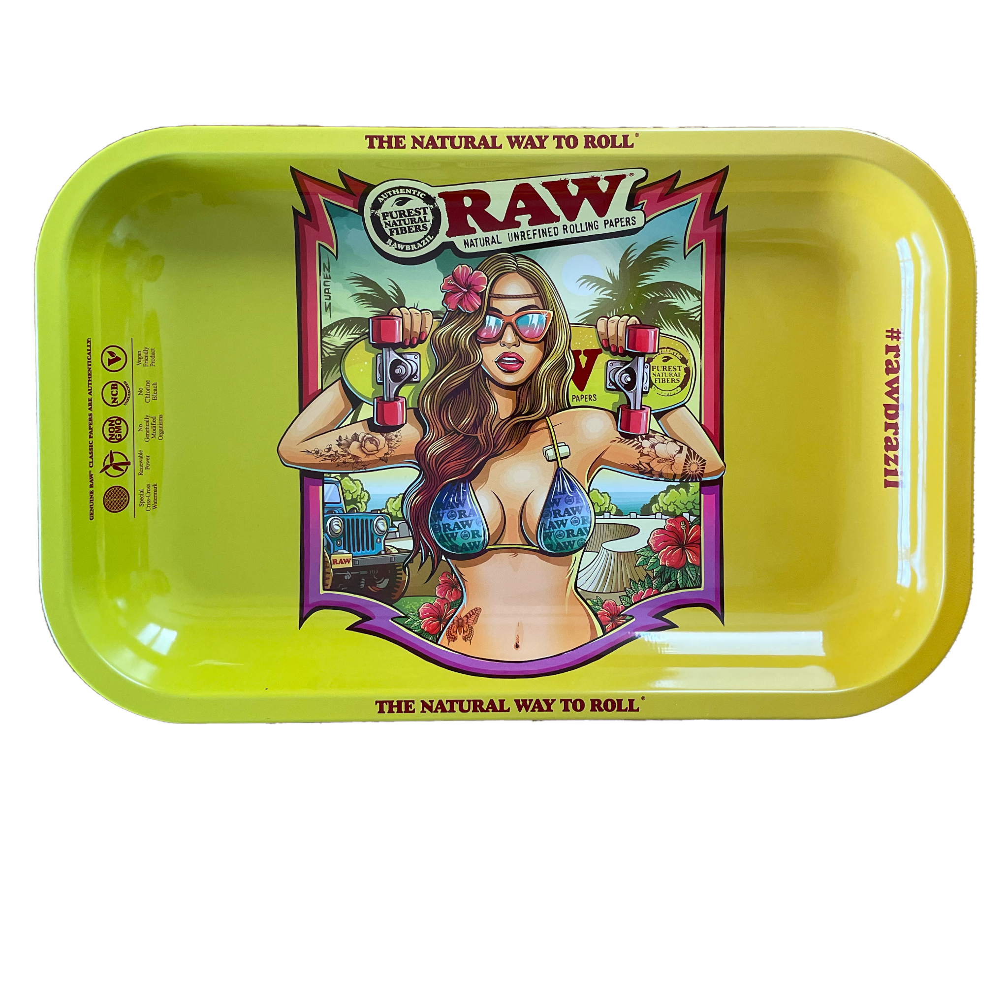 RAW Rolling Tray Drehunterlage Metall "Brazil - Limited Edition" 27,5 x 17,5 cm