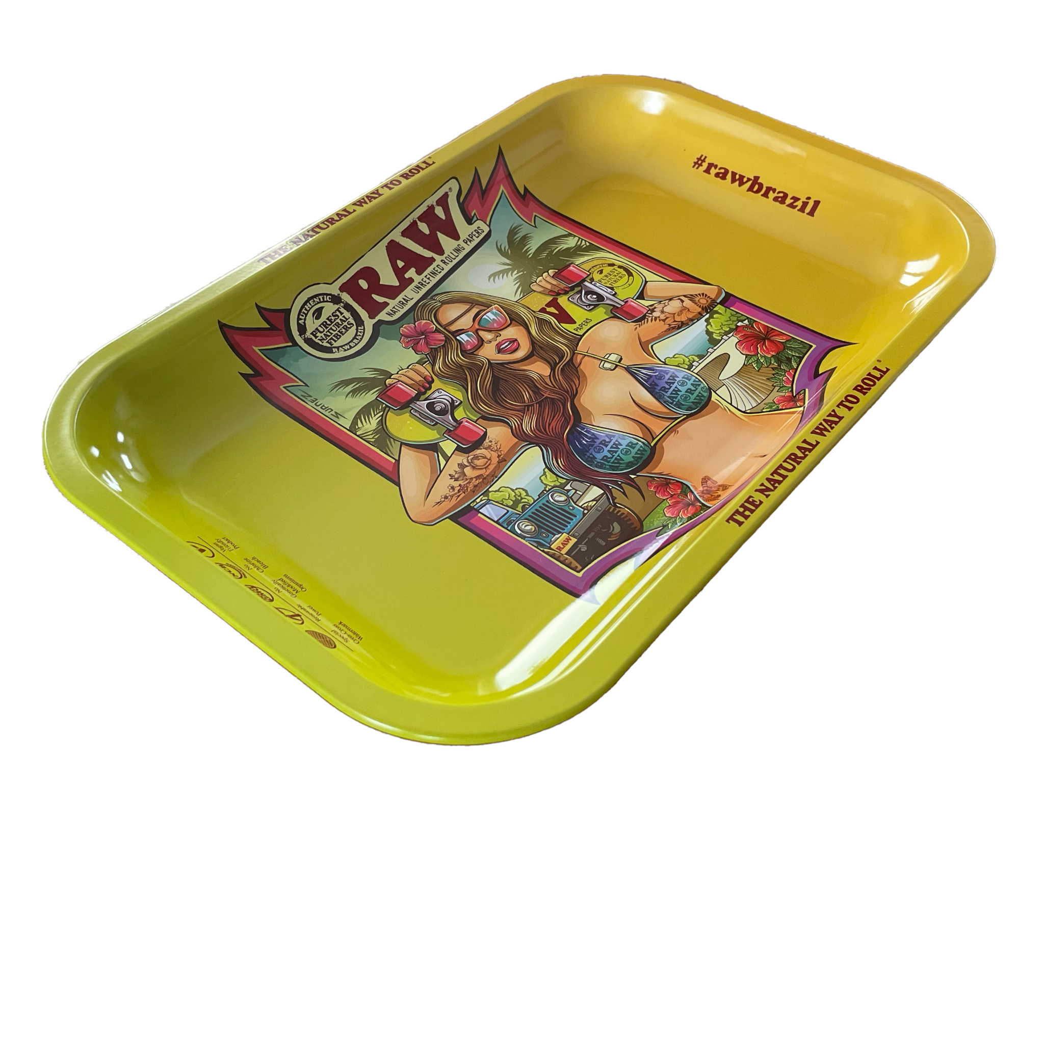 RAW Rolling Tray Drehunterlage Metall "Brazil - Limited Edition" 27,5 x 17,5 cm