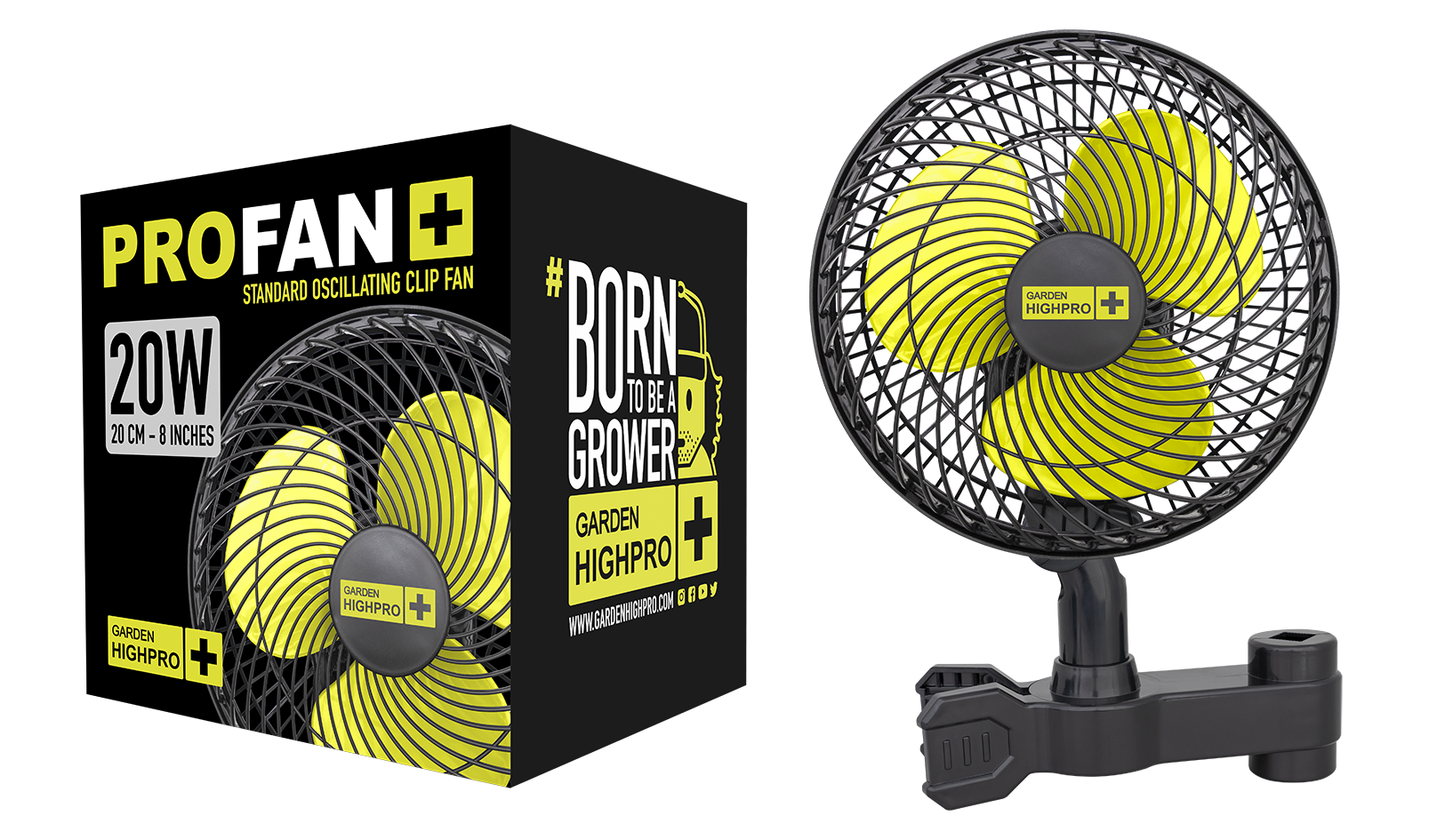 Garden Highpro | ProFan Oszillierender Clipventilator 20W | Ø20cm