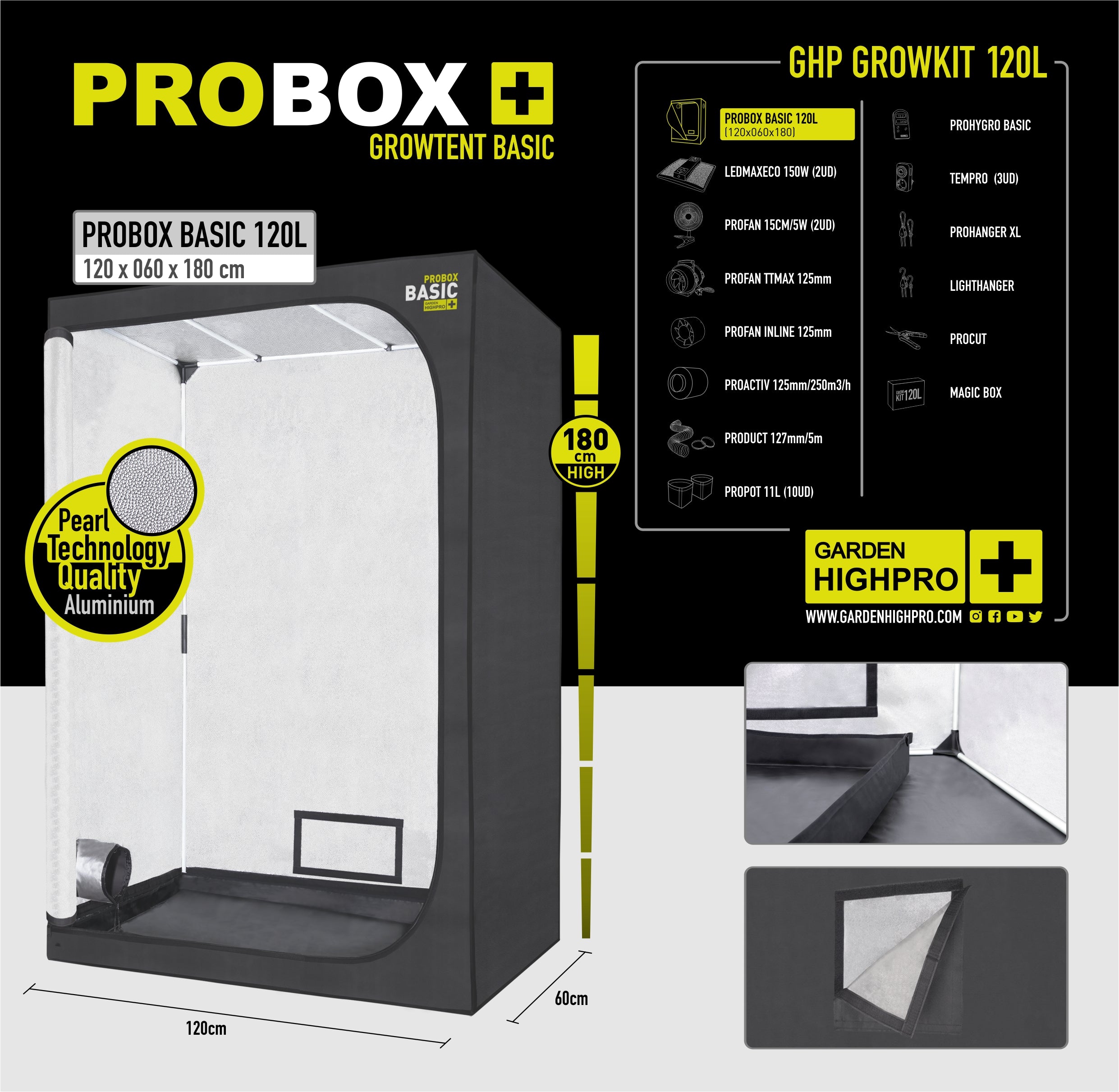 Garden Highpro | Growbox Set 120x60x180cm | 300 Watt Grow LED