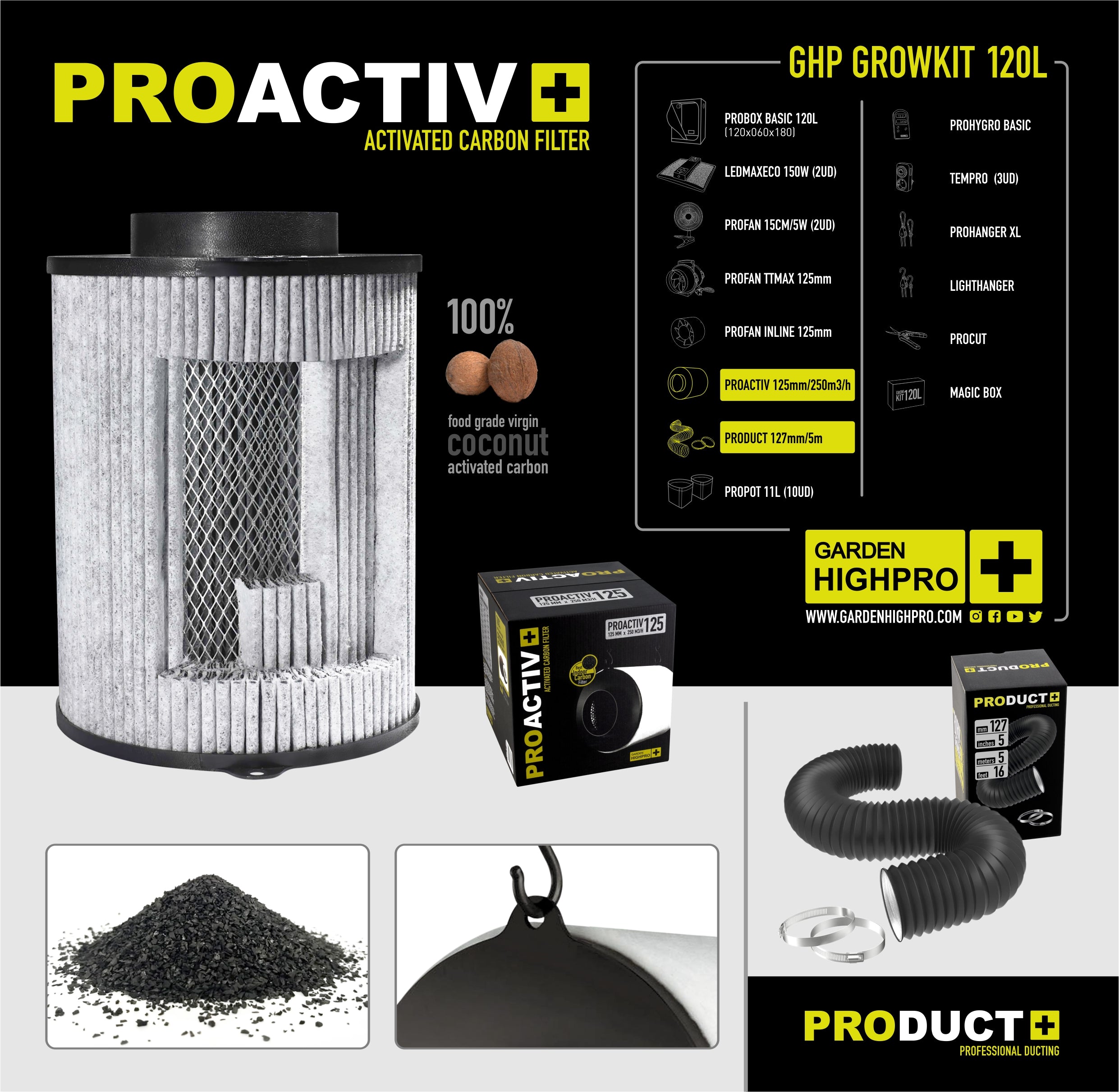 Garden Highpro | Growbox Set 120x60x180cm | 300 Watt Grow LED