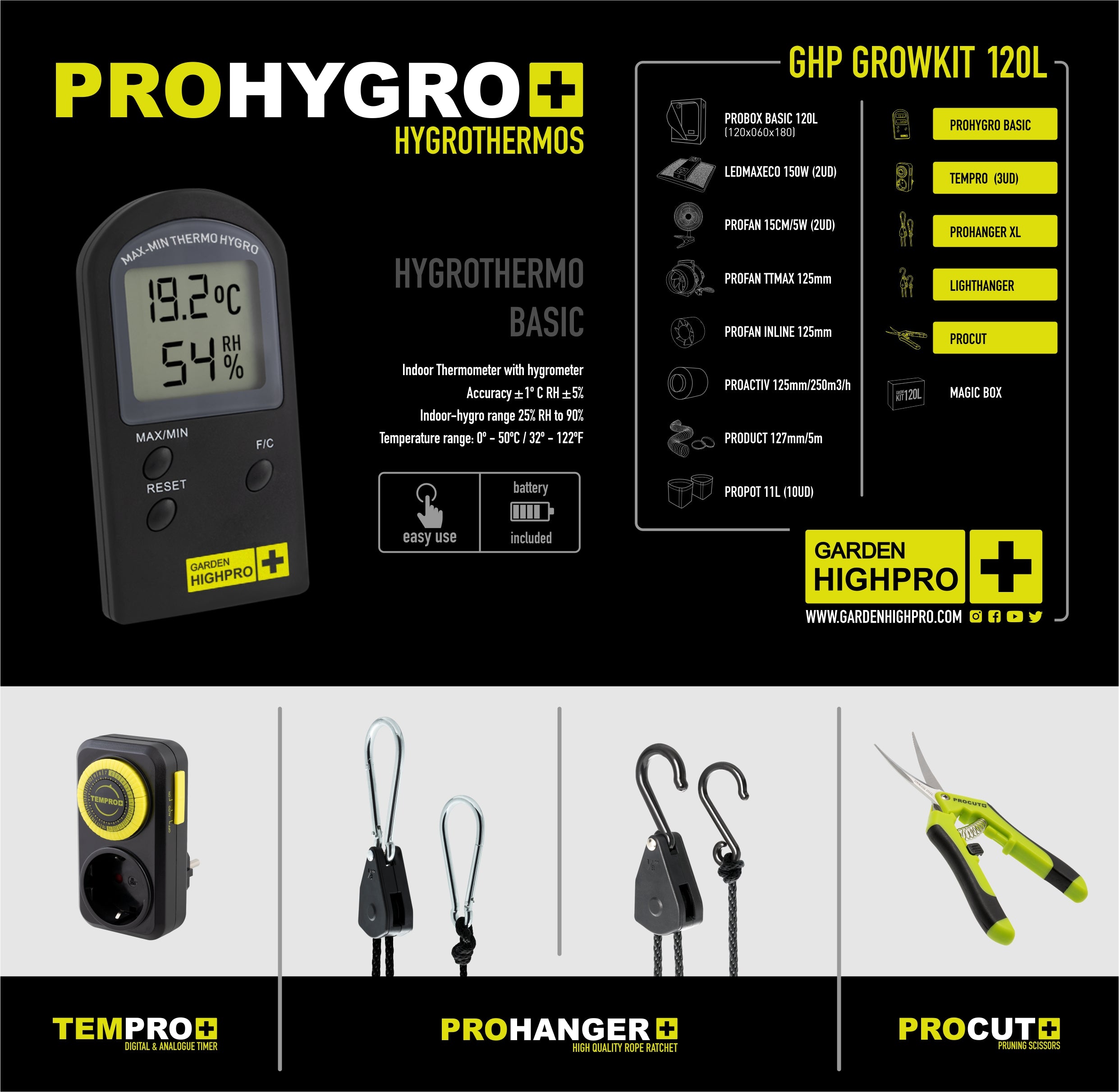 Garden Highpro | Growbox Set 120x60x180cm | 300 Watt Grow LED