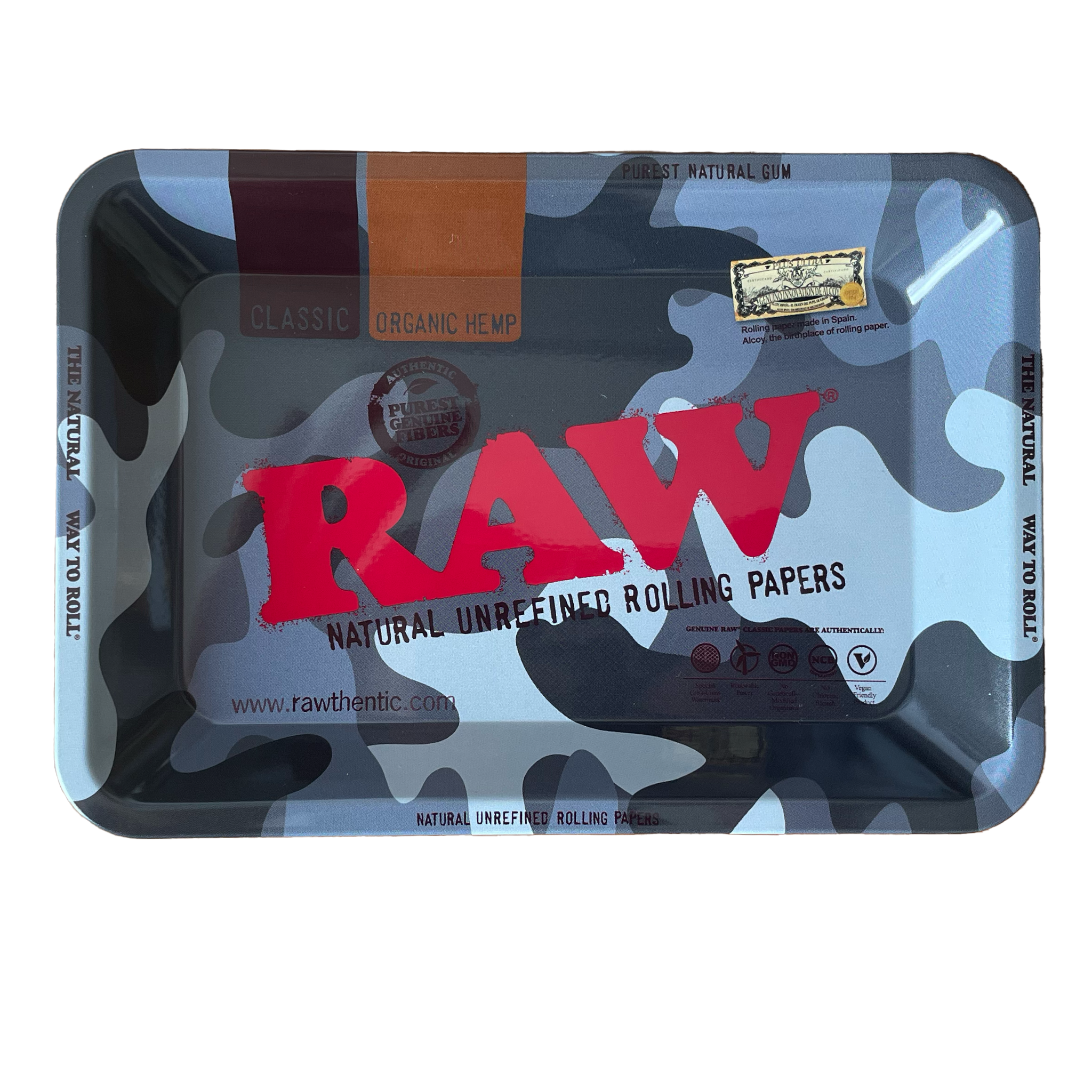 RAW Rolling Tray Drehunterlage Metall Mini, Camuflage, 12,5 x 18cm