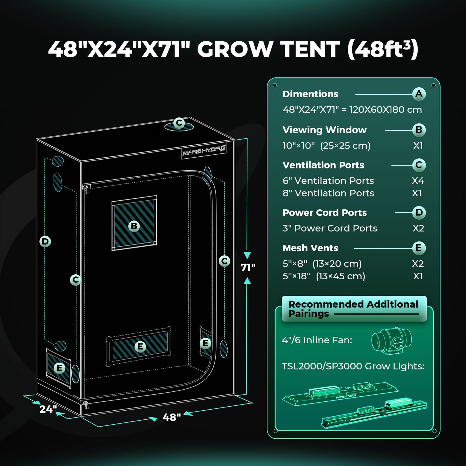 Mars Hydro | Growbox | 120x60x180cm