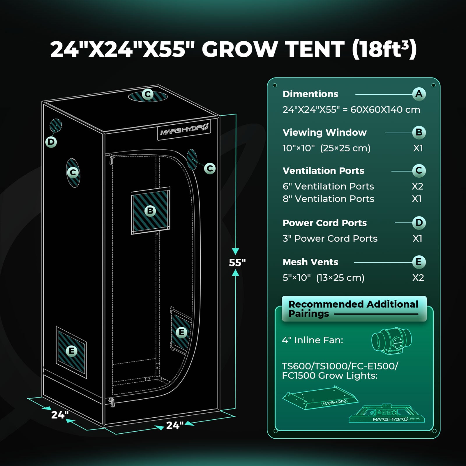 Mars Hydro | Growbox | 60x60x140cm